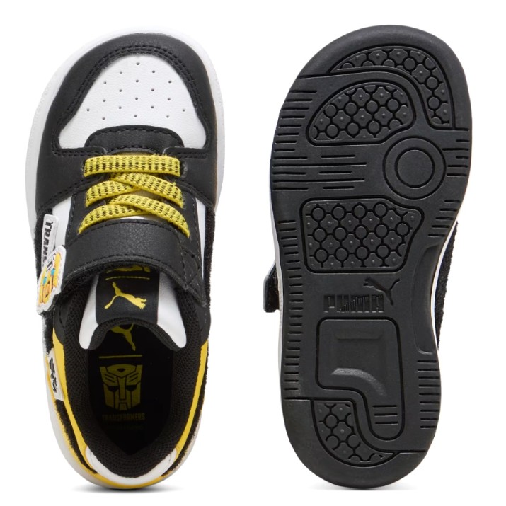 Ghete pentru copii Puma Rebound V6 Transformers Ac+ Puma White/Black/Bright Mango Yellow, s.24