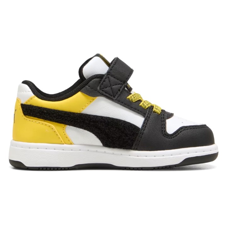 Ghete pentru copii Puma Rebound V6 Transformers Ac+ Puma White/Black/Bright Mango Yellow, s.24