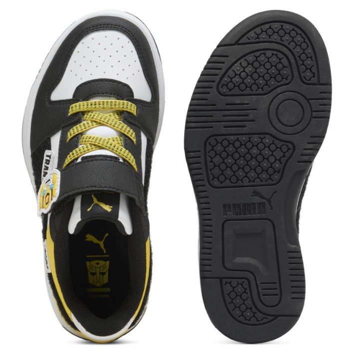 Ghete pentru copii Puma Rebound V6 Transformers Ac+ Puma White/Black/Bright Mango Yellow, s.27