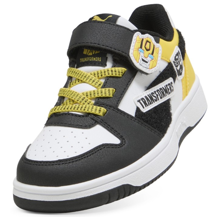 Ghete pentru copii Puma Rebound V6 Transformers Ac+ Puma White/Black/Bright Mango Yellow, s.27