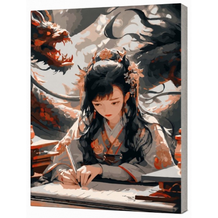 Tablou pe numere Art Gallery Premium Fată și dragon 30x40cm (EX8428)