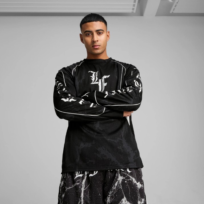 Hanorac barbat Puma Hoops x Lafrance Written In Chrome Puma Black/Flat Medium Gray AOP, s.3XL
