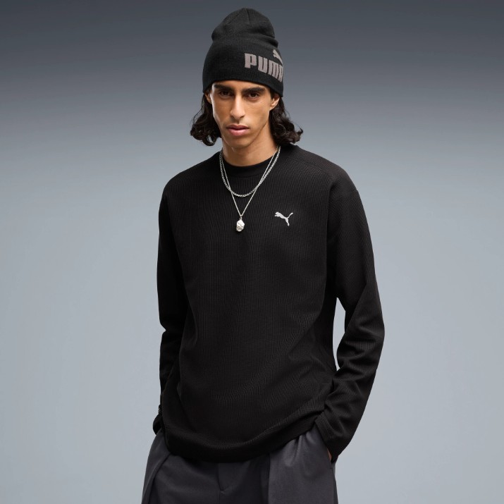 Hanorac barbat Puma Pumatech Relaxed Waffle Long Sleeve Puma Black, s.XL