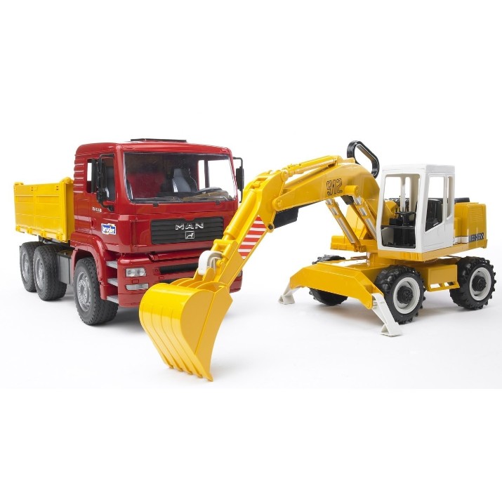 Бульдозер Bruder Buldozer MAN R-Camion constructie ManTga cu Liebherr (02751)