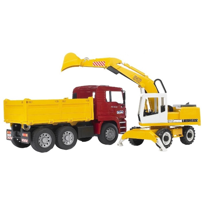 Бульдозер Bruder Buldozer MAN R-Camion constructie ManTga cu Liebherr (02751)