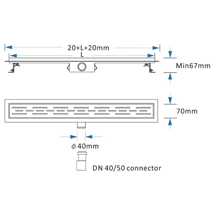 Трап для душа Kas Step FLH40-A2 С07 700х70 (21531)