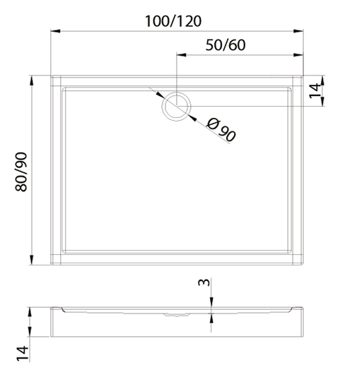 Душевой поддон New Trendy Columbus B-0333 120x80x14 (01537)
