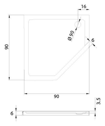 Cadița de duș New Trendy Azura B-0365 90x90x6 (04304)