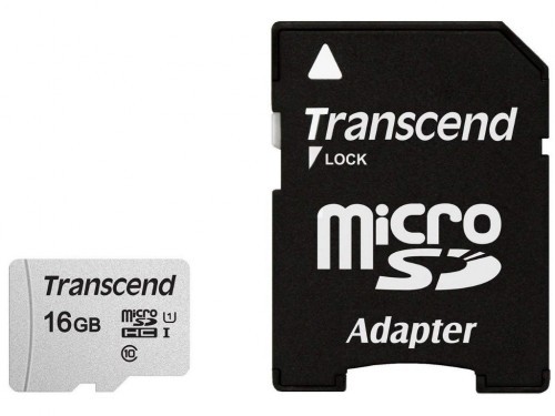 Сard de memorie Transcend MicroSD 16Gb (Class 10) UHS-I +SD Adapter (TS16GUSD300S-A)