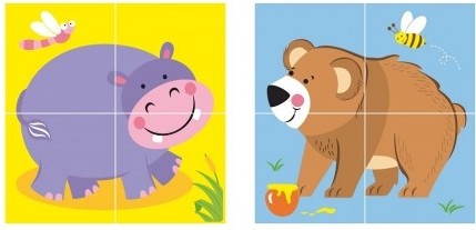 Cuburi Viga 4pcs 6-side Cube Puzzle - Wild animal (50836)