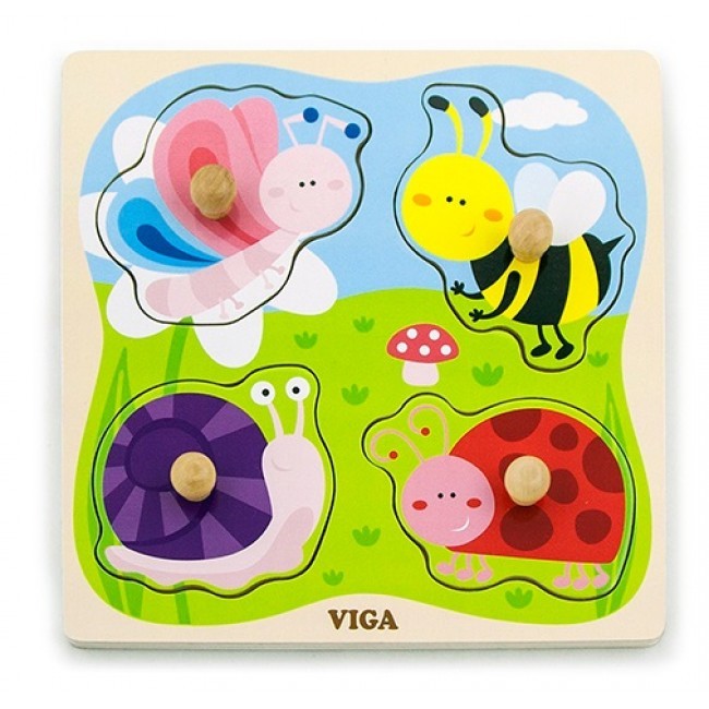 Пазл Viga Flat Puzzle with Big Wooden Knob - Insect (50131)