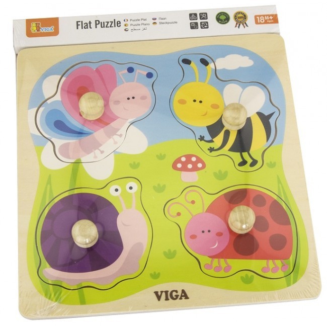Пазл Viga Flat Puzzle with Big Wooden Knob - Insect (50131)