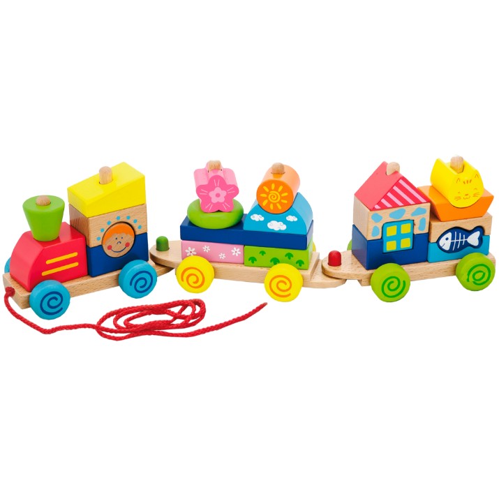 Jucarie de impins si tras Viga Pull Along Stacking Train (50089)
