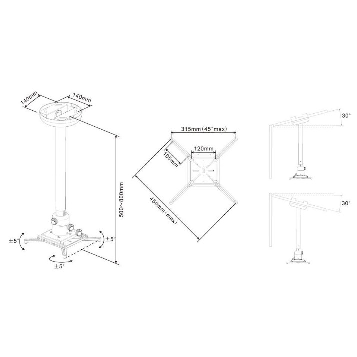 Крепление для проектора Multibrackets M Universal Projector Ceiling Mount 500-800