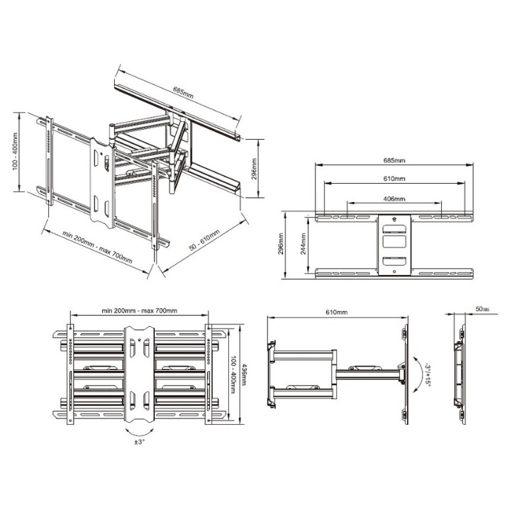 Кронштейн для ТВ Multibrackets M Flexarm Pro Heavy Duty