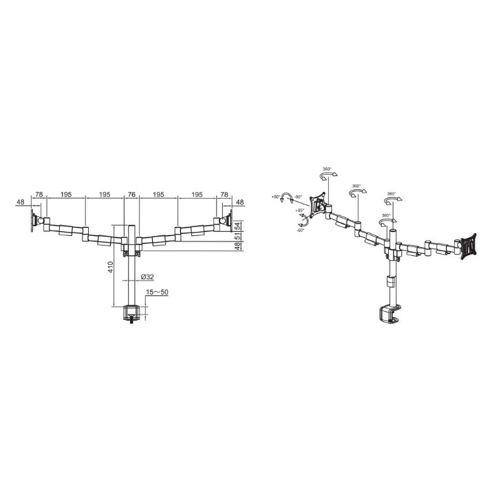 Suport pentru monitor Multibrackets M VESA Deskmount Officeline Dual Black