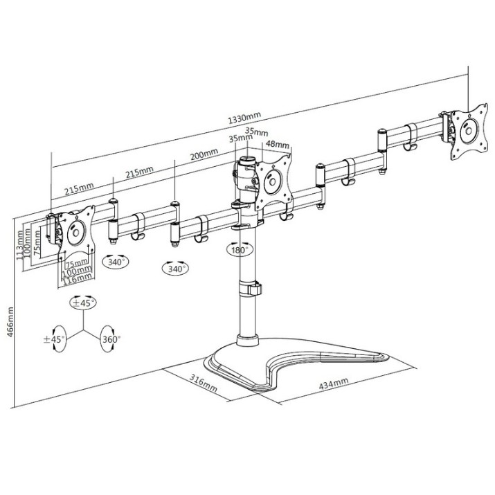 Кронштейн для монитора Multibrackets M Deskstand Basic Triple