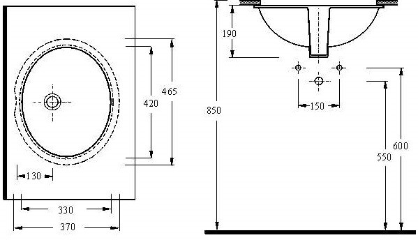 Lavoar Ege Vitrifiye Pinara 46.5x37 (91461)