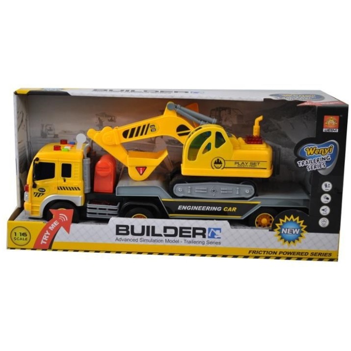 Set de mașini Wenyi 1:16 Construction Trailer Truck (WY571A)