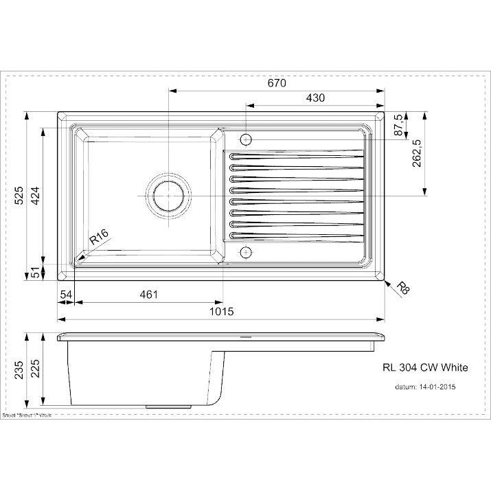 Chiuvetă de bucătărie Reginox RL 304 CW White
