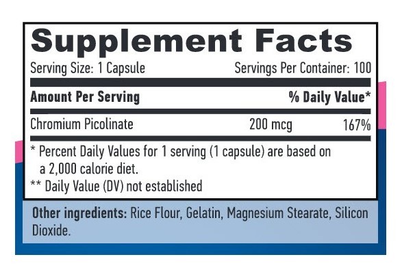 Vitamine Haya Labs Chromium Picolinate 100cap.