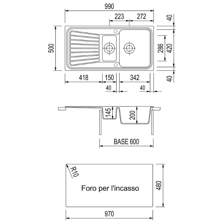 Chiuvetă de bucătărie Plados Spazio SP0991 UM41 Aluminium