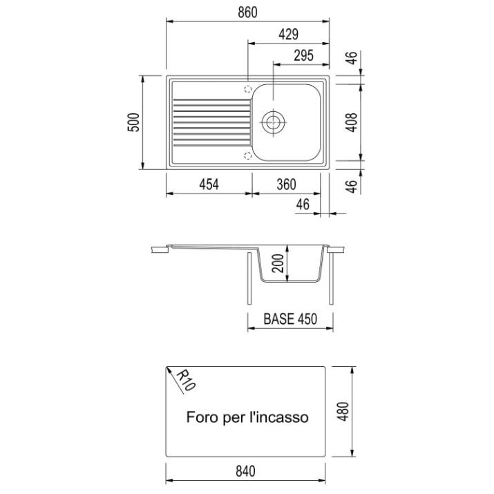 Chiuvetă de bucătărie Plados Atlantic PL0861 UM41 Aluminium