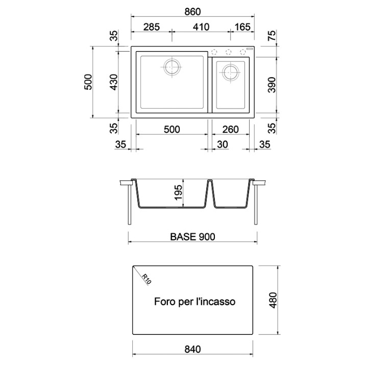 Chiuvetă de bucătărie Plados One ON8620 UM41 Aluminium