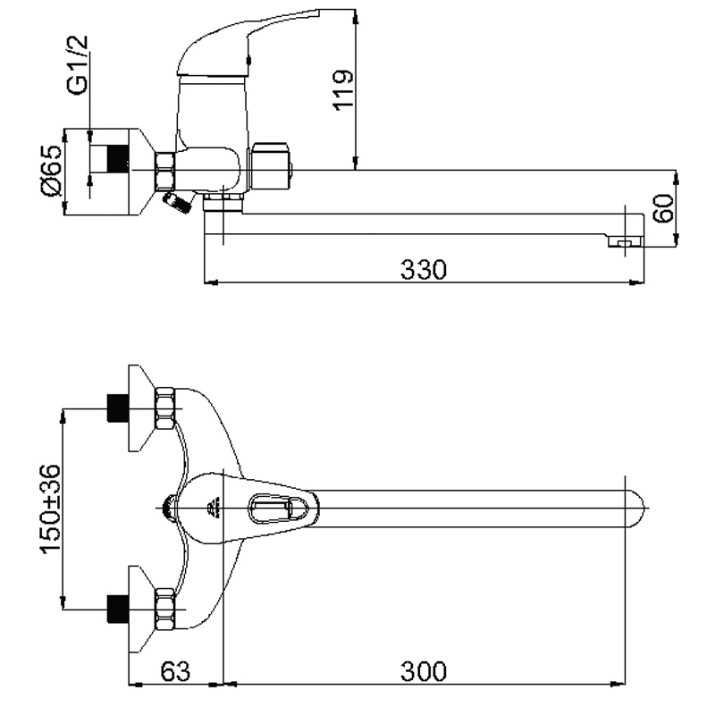 Смеситель для ванны Rubineta P-11/C Star (P11CK01)