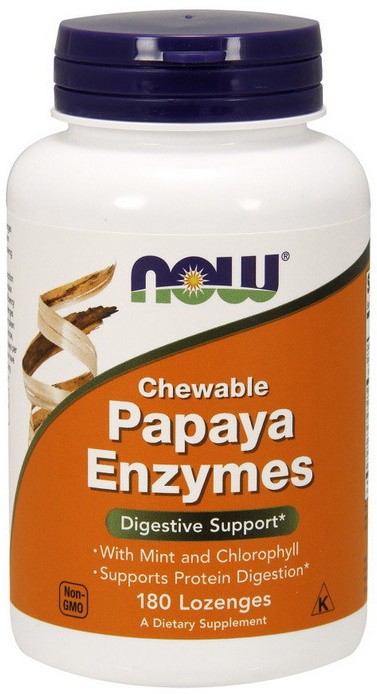 Supliment alimentar NOW Papaya Enzyme Chewable 180tab