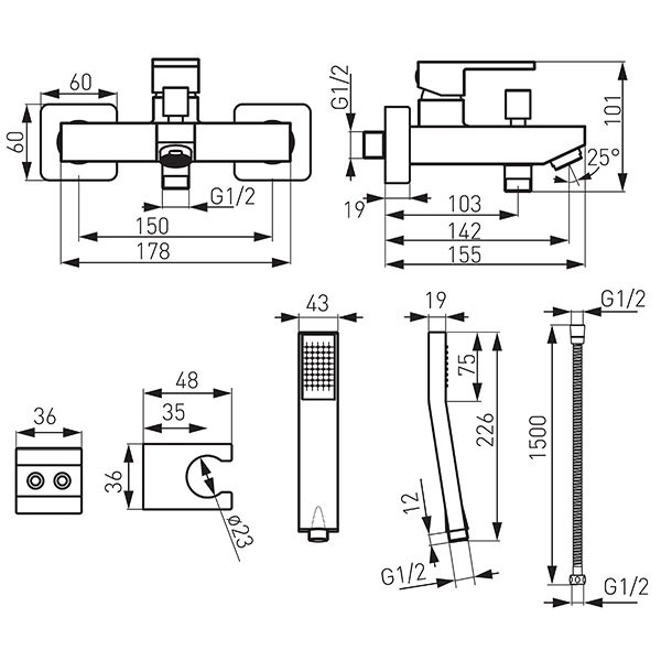 Смеситель для ванны Ferro Zicco BZI11 