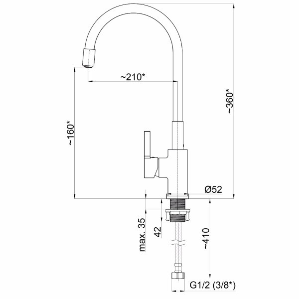 Смеситель для кухни Rubineta Flexy-33 BK (FL30068)
