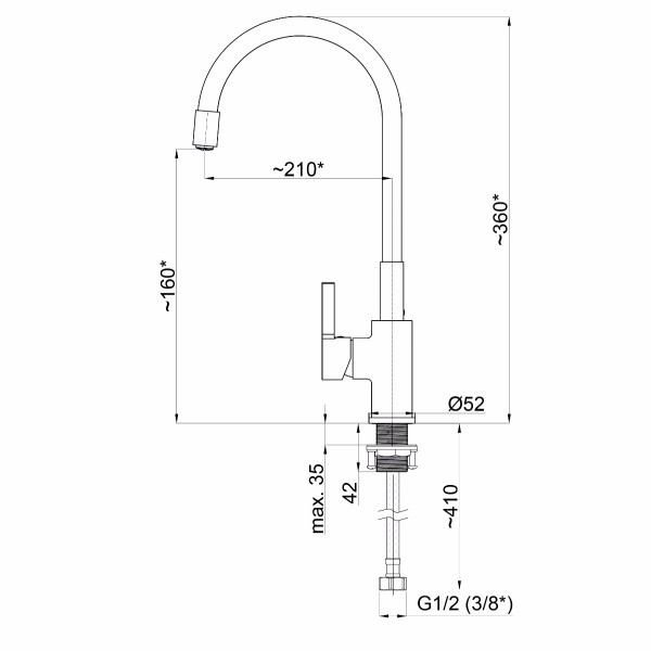 Смеситель для кухни Rubineta Flexy-33 WT (FL30078)