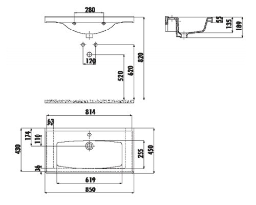Умывальник Creavit Sera 85cm TF185