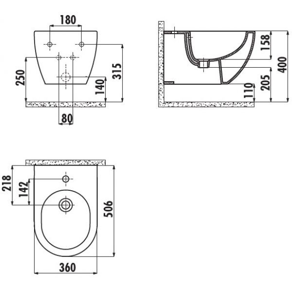 Биде Creavit Free FE510 Basalt matt