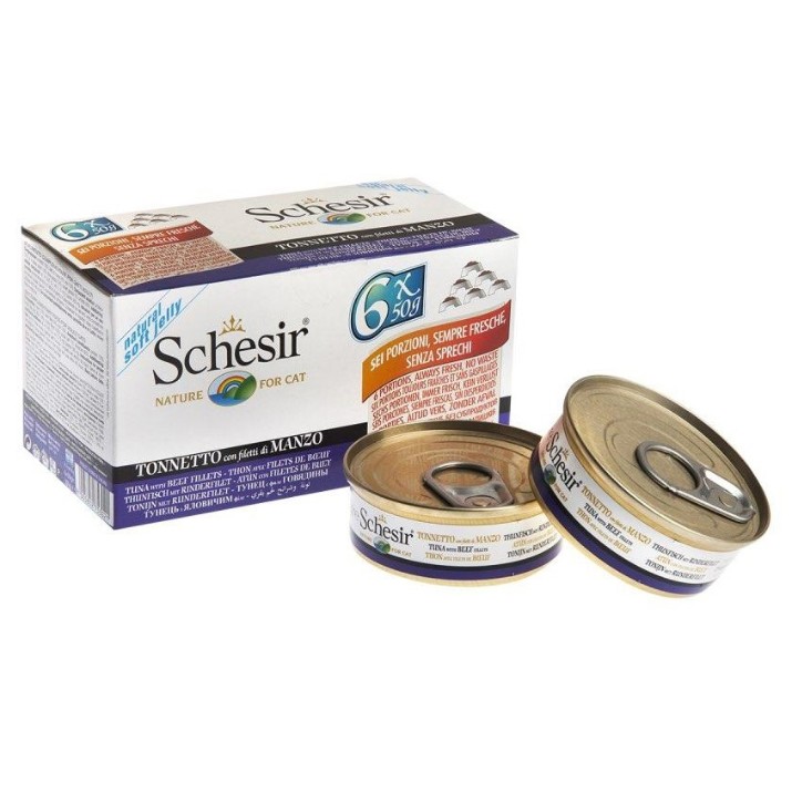 Hrană umedă pentru pisici Schesir Mpk can Tuna with Beef 50g