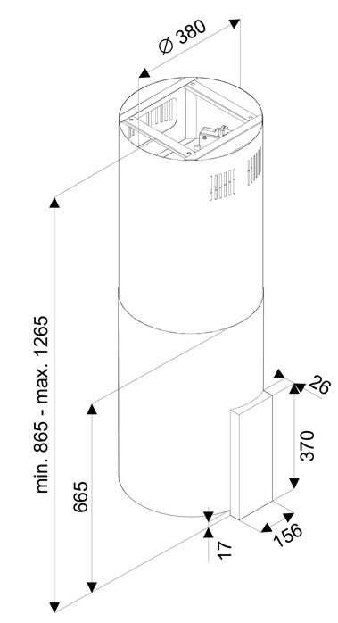 Вытяжка Tornado Tube Island 1200 (40) Led Inox
