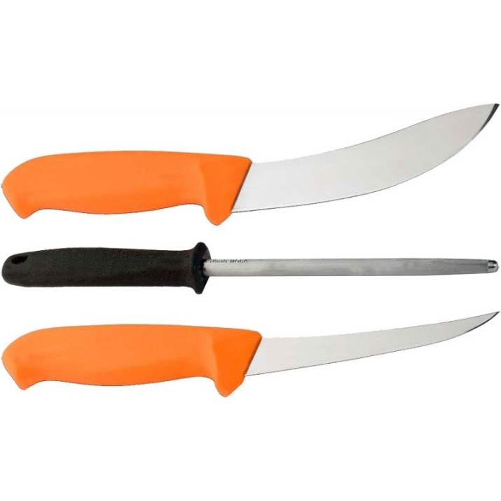 Cuțit Morakniv Hunting Set Orange + Sharpening Steel (12098)