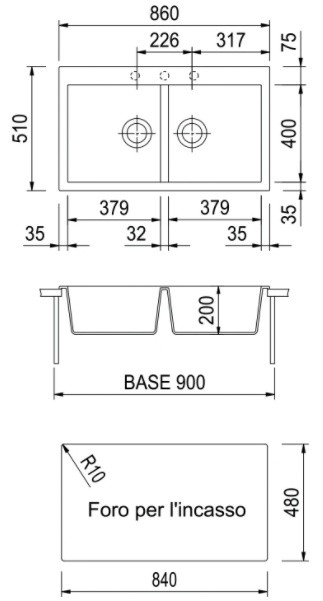 Chiuvetă de bucătărie Plados Elegance AM8620 NS N1 Pure White
