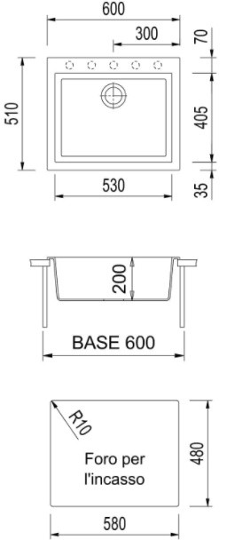 Кухонная мойка Plados One ON6010 NS N6 Deep Black