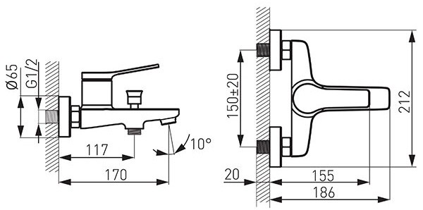 Смеситель для ванны Ferro Stratos BSC1BL