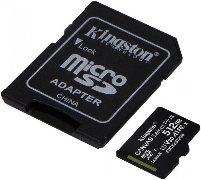 Сard de memorie Kingston microSD 512Gb Class10 A1 UHS-I + SD adapter (SDCS2/512GB)