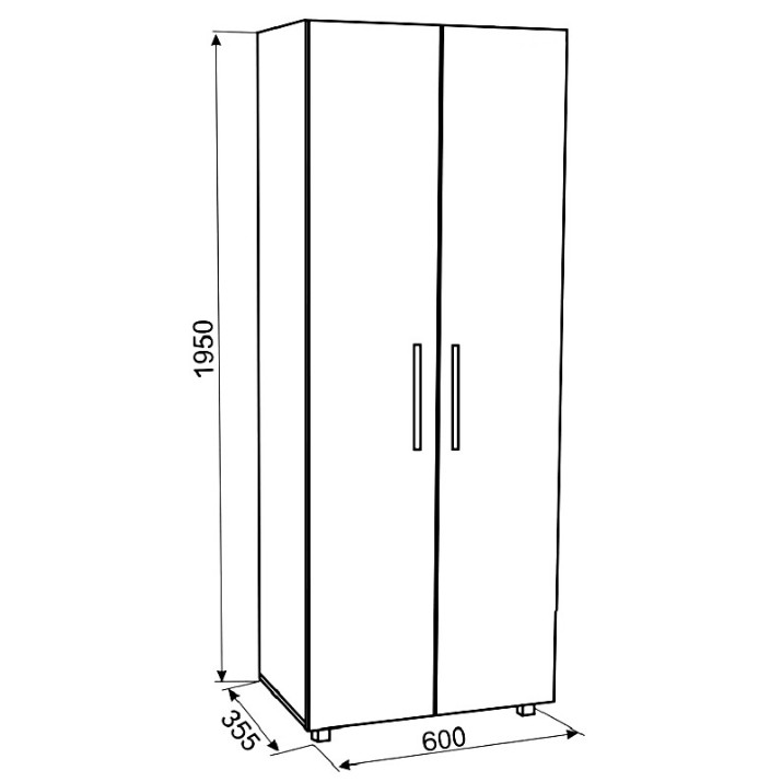 Шкаф Ambianta Bruno 600x355x1950mm Sonoma Inchis
