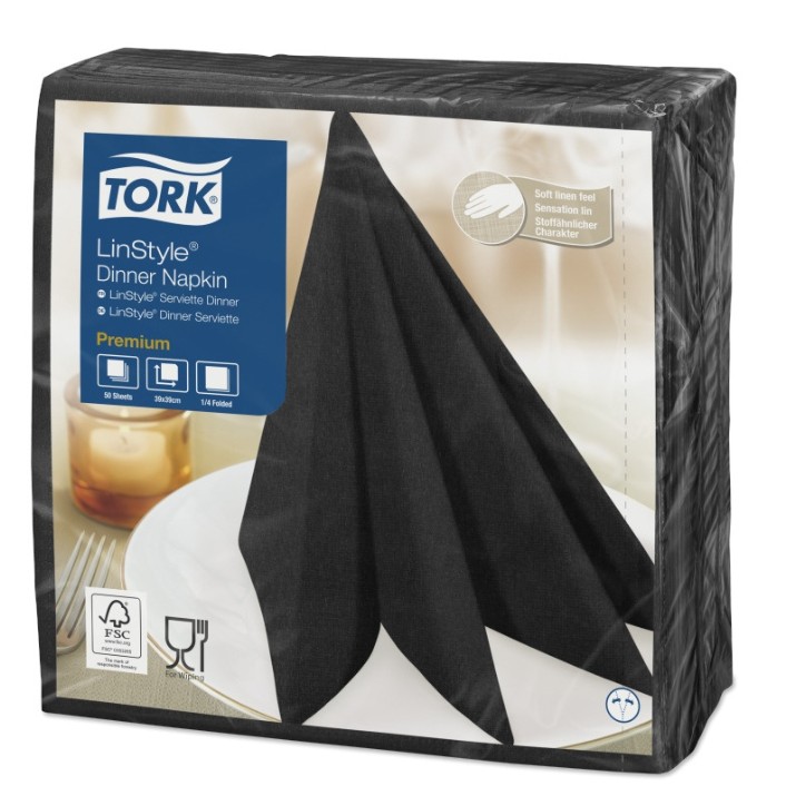 Салфетки для сервировки стола Tork LinStyle Black (478726)
