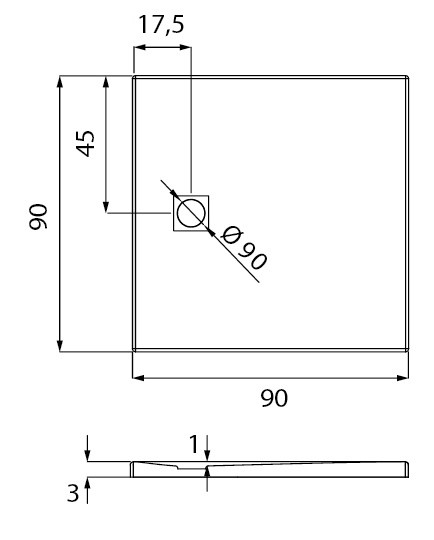 Душевой поддон New Trendy Mori B-0395 90x90x3.5 (13929)