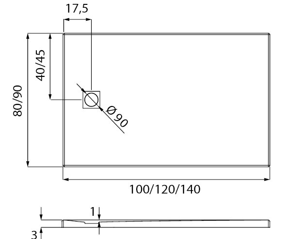 Cadița de duș New Trendy Mori B-0398 120x80x3.5 (13931)