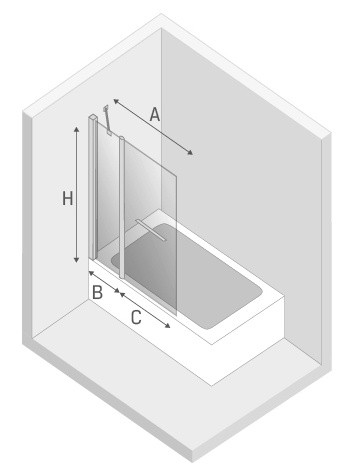 Шторка для ванной New Trendy Bathtub New SoleoScreen Hinged 120x140cm P-0027 (15607)