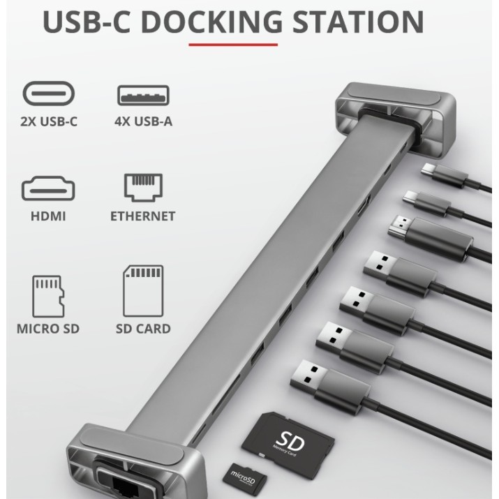 Разветвитель Trust Dalyx Aluminium 10-in-1 USB-C Multi-Port Docking Station (23417)