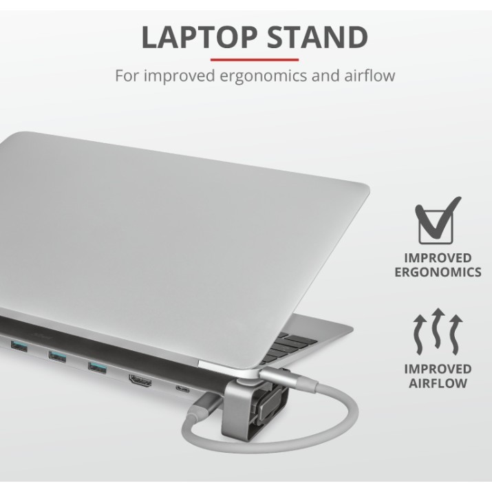 Разветвитель Trust Dalyx Aluminium 10-in-1 USB-C Multi-Port Docking Station (23417)