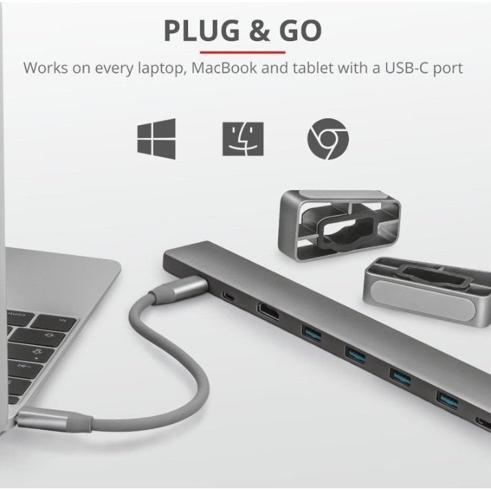 Разветвитель Trust Dalyx Aluminium 10-in-1 USB-C Multi-Port Docking Station (23417)